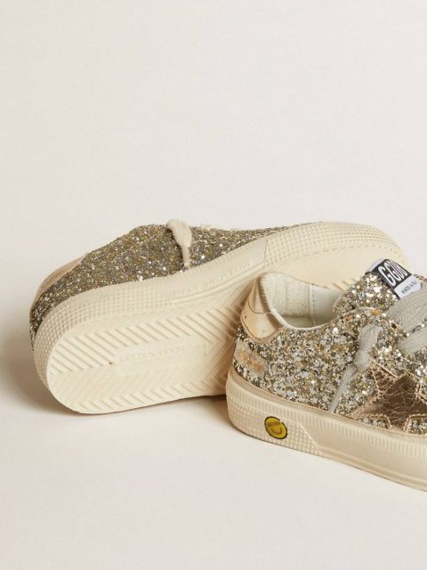 May Teen In Platinum Glitter With Gold Leather Star And Heel Tab Kids Golden Goose Girls (4-10 Years) - Image 3