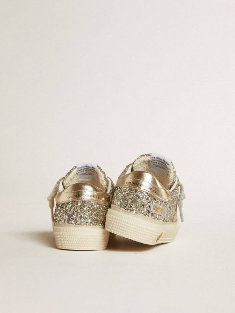 May Teen In Platinum Glitter With Gold Leather Star And Heel Tab Kids Golden Goose Girls (4-10 Years) - Image 4
