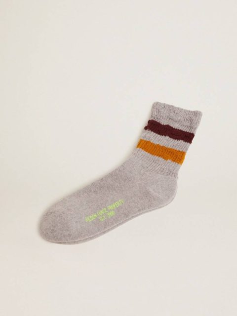 Melange Grey Socks With Distressed Details And Two-Tone Stripes Golden Goose Women Socks