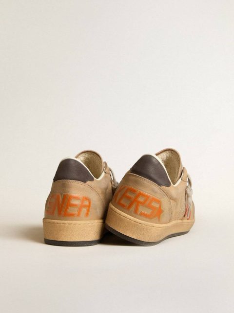 Men Ball Star In Beige Nubuck With Croc-Print Leather Star And Nubuck Heel Tab Ball Star Golden Goose - Image 4