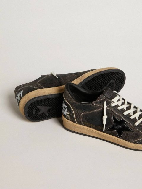 Men Ball Star In Black Denim With Black Leather Star And Inserts Golden Goose Ball Star - Image 3