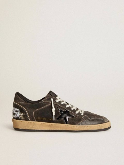 Men Ball Star In Black Denim With Black Leather Star And Inserts Golden Goose Ball Star