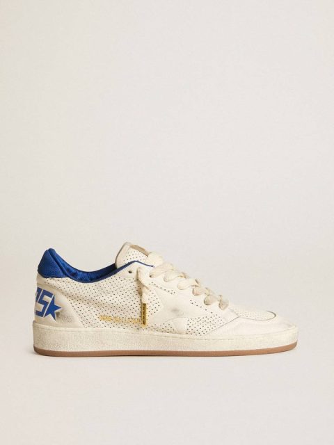 Men Ball Star In Perforated Nappa With White Star And Blue Nylon Heel Tab Golden Goose Ball Star