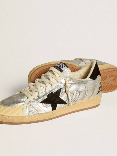 Men Ball Star Lab In Silver Leather With Black Suede Star And Heel Tab Golden Goose Ball Star - Image 3
