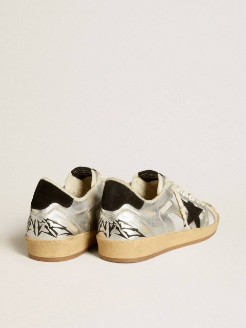 Men Ball Star Lab In Silver Leather With Black Suede Star And Heel Tab Golden Goose Ball Star - Image 4