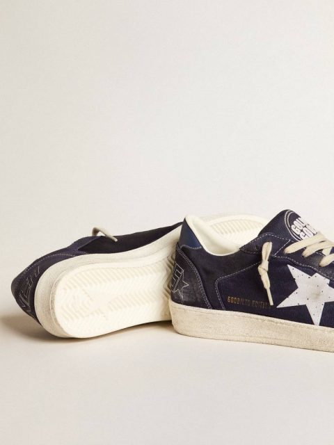 Men Ball Star Ltd In Blue Suede And Nylon With White Star And Blue Heel Tab Golden Goose Ball Star - Image 3