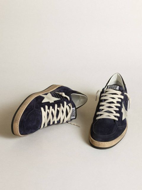 Men Ball Star Men's Ball Star In Dark Blue Suede With White Nubuck Star Golden Goose - Image 2