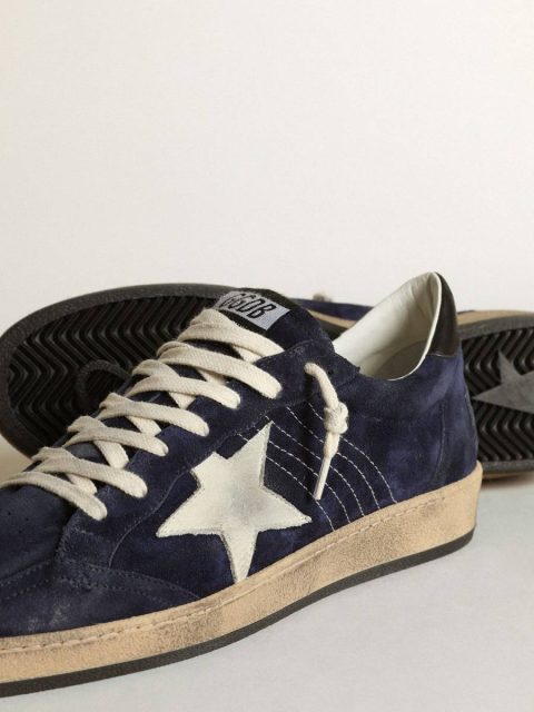 Men Ball Star Men's Ball Star In Dark Blue Suede With White Nubuck Star Golden Goose - Image 3