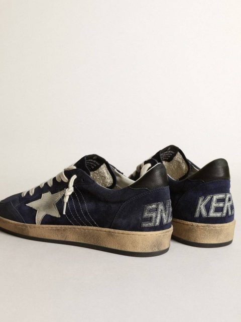 Men Ball Star Men's Ball Star In Dark Blue Suede With White Nubuck Star Golden Goose - Image 4