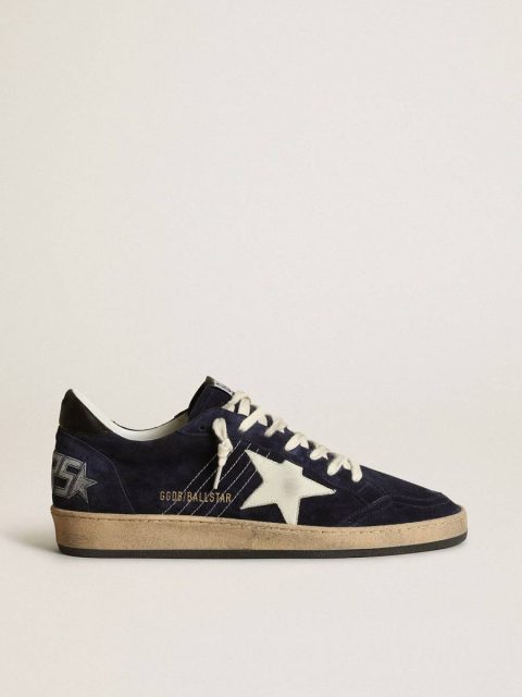 Men Ball Star Men's Ball Star In Dark Blue Suede With White Nubuck Star Golden Goose