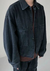 Men Black Miller Denim Jacket - Black Wash Outerwear The Frankie Shop - Image 2