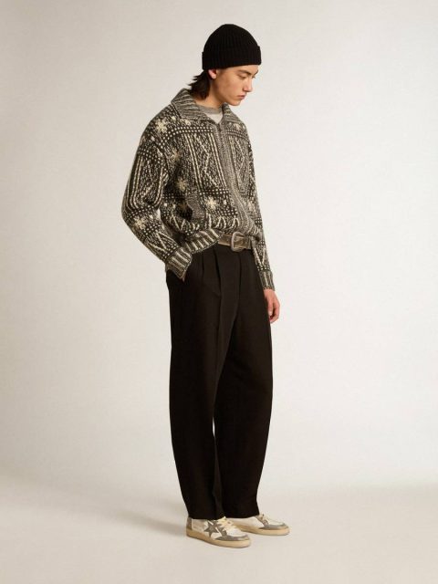 Men Black Wool And Viscose Blend Pants Golden Goose Jeans & Pants Black - Image 3
