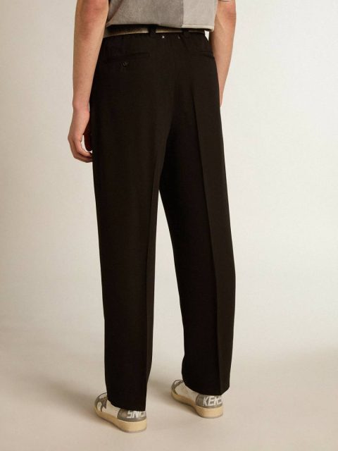 Men Black Wool And Viscose Blend Pants Golden Goose Jeans & Pants Black - Image 4