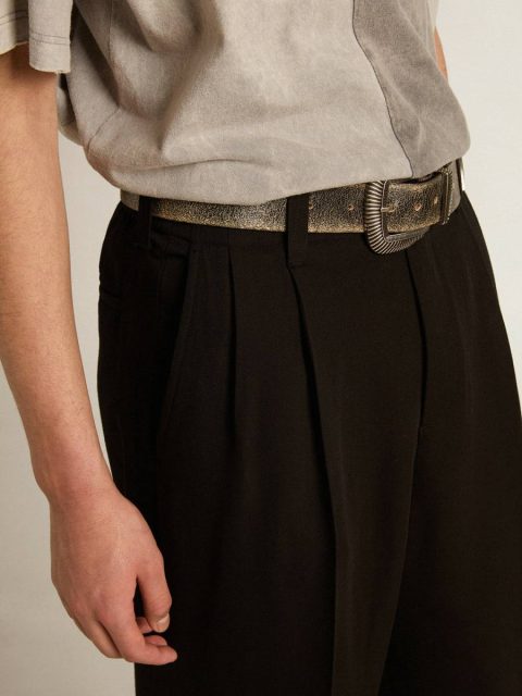 Men Black Wool And Viscose Blend Pants Golden Goose Jeans & Pants Black - Image 5