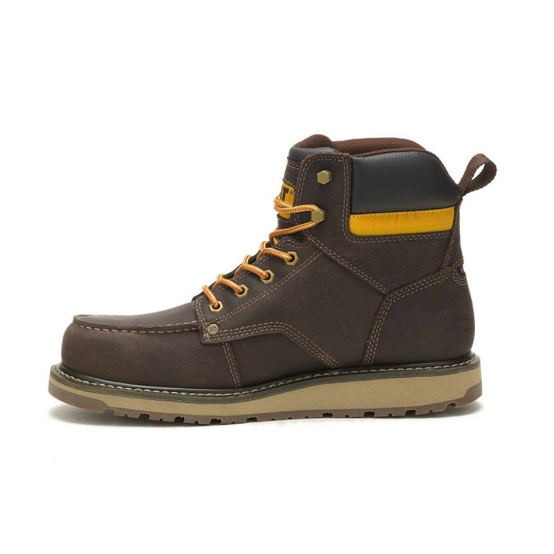 Men Boots Cat Leather Brown Men's Calibrate Steel Toe Work Boot - Image 4