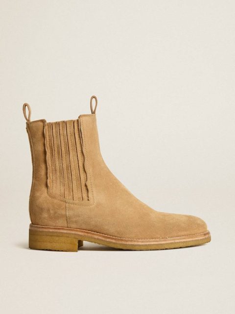 Men Boots Chelsea Boots In Suede Tobacco Golden Goose