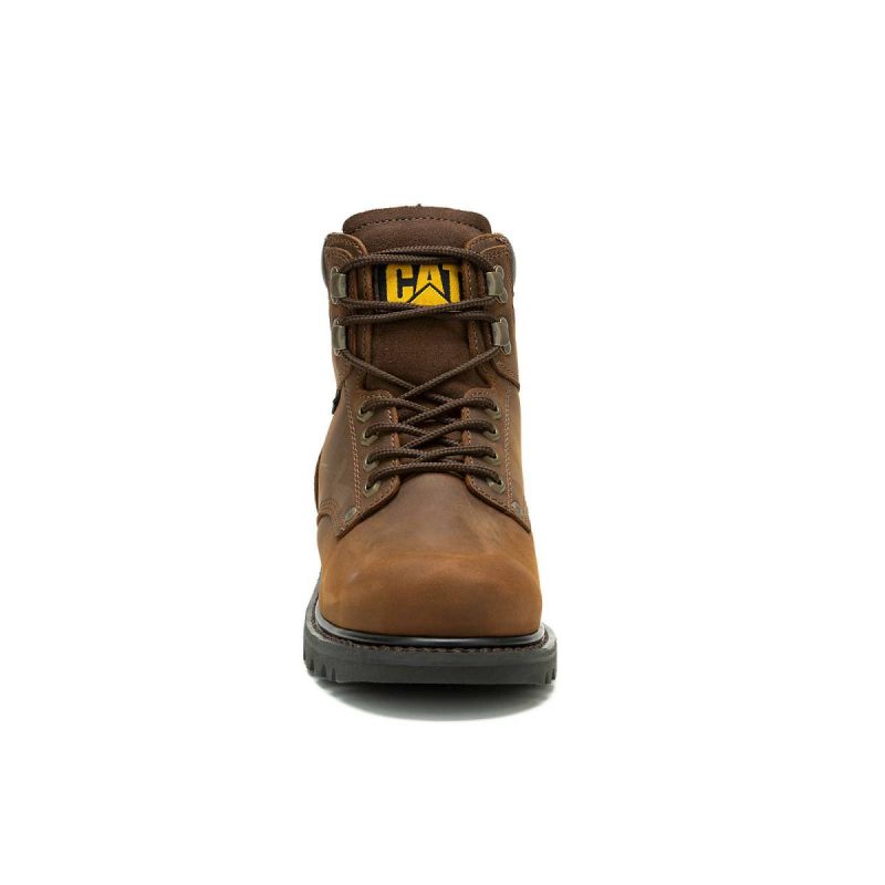 Men Boots Men's Second Shift Waterproof Work Boot Cat Dark Brown - Image 3