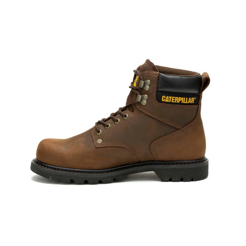 Men Boots Men's Second Shift Waterproof Work Boot Cat Dark Brown - Image 4