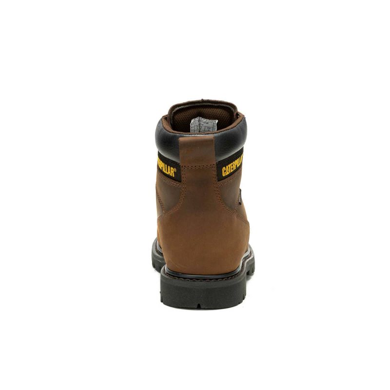 Men Boots Men's Second Shift Waterproof Work Boot Cat Dark Brown - Image 5