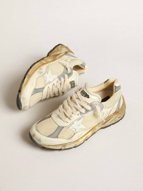Men Dad-Star Golden Goose Men’s Dad-Star In Beige Nappa And Nylon With White Leather Star - Image 2