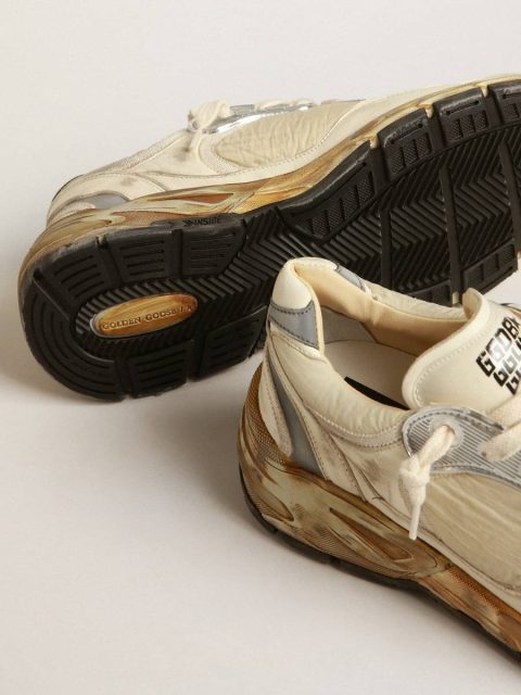Men Dad-Star Golden Goose Men’s Dad-Star In Beige Nappa And Nylon With White Leather Star - Image 3