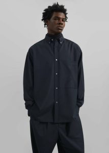 Men Dalton Wool Blend Shirt - Dark Navy Blue Tops The Frankie Shop