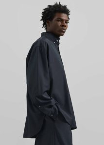 Men Dalton Wool Blend Shirt - Dark Navy Blue Tops The Frankie Shop - Image 5