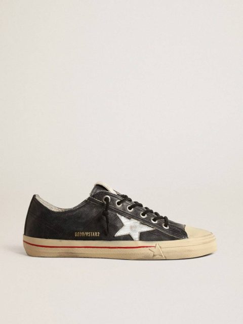 Men Dark Blue V-Star V-Star Ltd In Blue Leather With Silver Metallic Leather Star Golden Goose