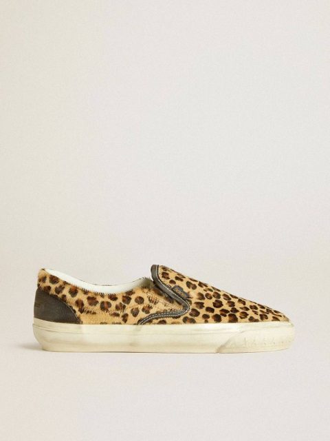 Men Ggdb Classics Men's Vce Penstar In Leopard-Print Pony Skin With Black Leather Heel Tab Golden Goose
