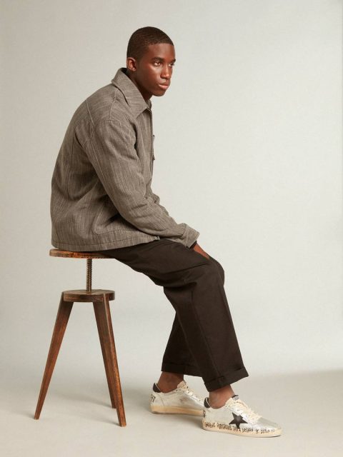 Men Golden Goose Ball Star Ball Star Ltd In Silver Leather With Gray Suede Star And Heel Tab - Image 3