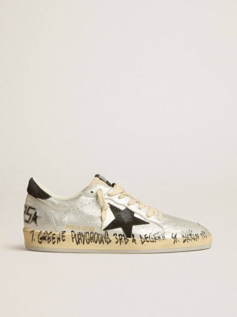 Men Golden Goose Ball Star Ball Star Ltd In Silver Leather With Gray Suede Star And Heel Tab