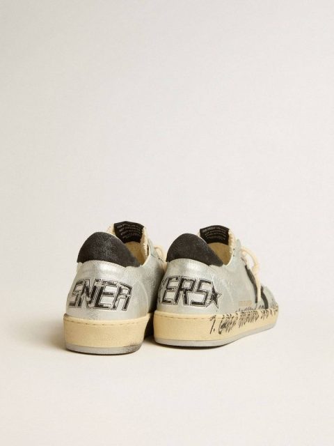 Men Golden Goose Ball Star Ball Star Ltd In Silver Leather With Gray Suede Star And Heel Tab - Image 5