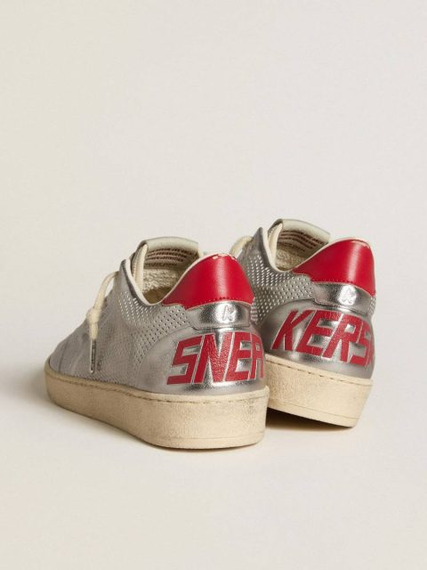 Men Golden Goose Bio-Based Ball Star In Metallic Silver With Silver Star And Red Heel Tab Ball Star - Image 5
