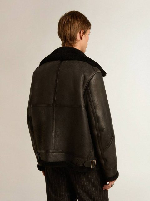 Men Golden Goose Black Coats & Jackets Black Sheepskin Jacket - Image 4