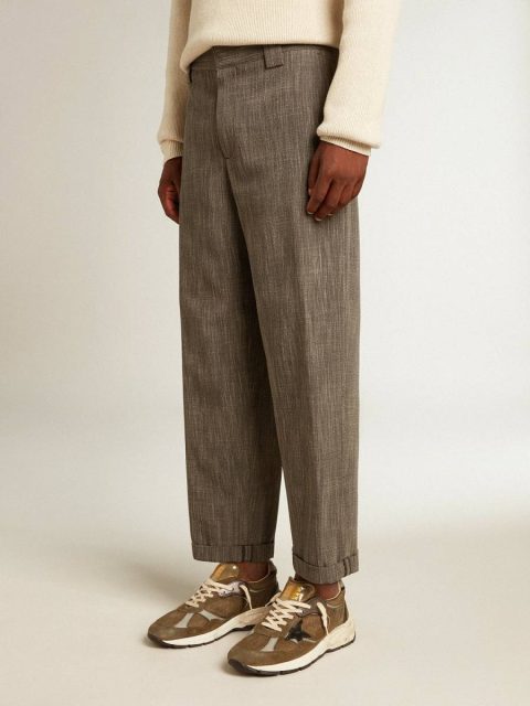 Men Golden Goose Jeans & Pants Gray Men's Chinos In Gray Melange Wool Blend - Image 2