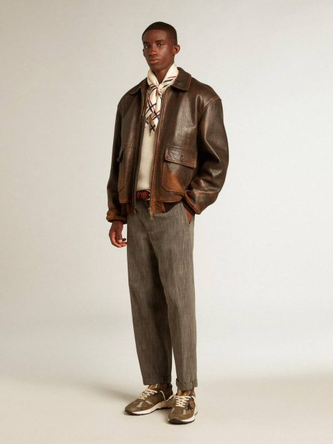 Men Golden Goose Jeans & Pants Gray Men's Chinos In Gray Melange Wool Blend - Image 3