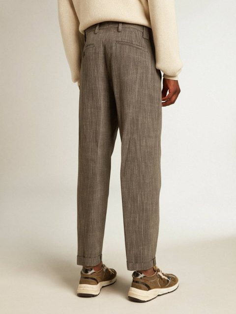 Men Golden Goose Jeans & Pants Gray Men's Chinos In Gray Melange Wool Blend - Image 4