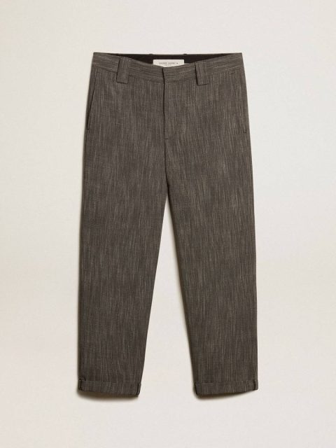 Men Golden Goose Jeans & Pants Gray Men's Chinos In Gray Melange Wool Blend
