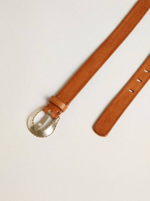 Men Golden Goose Men’s Belt In Tan-Colored Washed Leather Belts Tan - Image 2