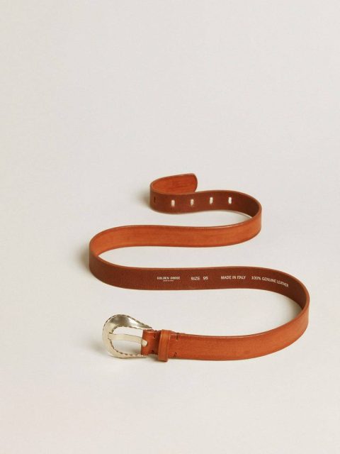 Men Golden Goose Men’s Belt In Tan-Colored Washed Leather Belts Tan - Image 3