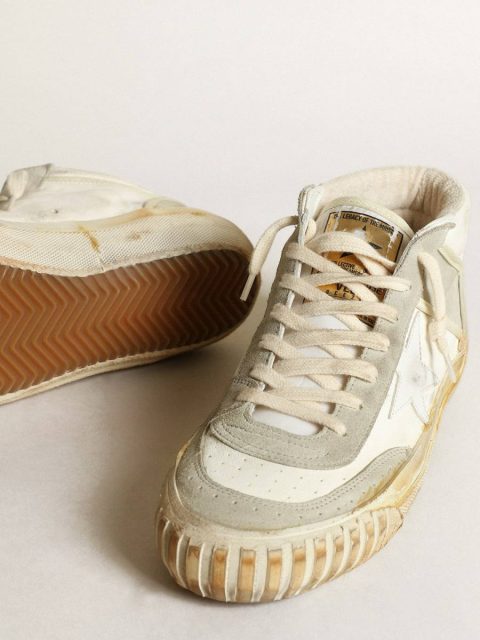 Men Golden Goose Mid Star Men’s Mid Star With Ice-Gray Suede Inserts And White Star - Image 3