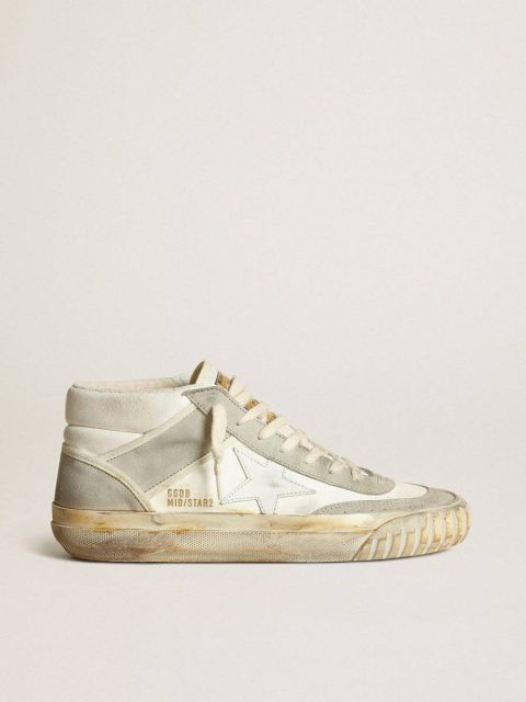 Men Golden Goose Mid Star Men’s Mid Star With Ice-Gray Suede Inserts And White Star
