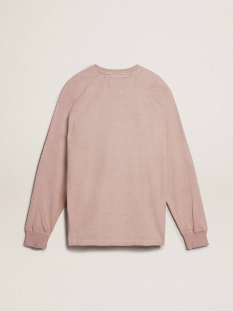 Men Golden Goose Powder-Pink T-Shirt With White Lettering On The Front T-Shirts & Polo Shirts Powder Pink - Image 2