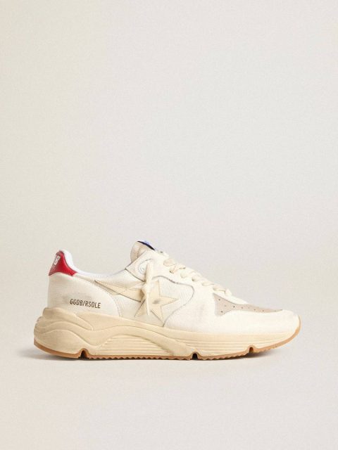 Men Golden Goose Running Sole Men’s Running Sole In Nappa Leather With Beige Leather Star And Red Heel Tab