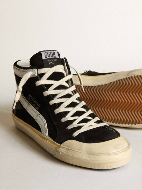 Men Golden Goose Slide Men's Slide Penstar In Black Suede With Black Star And White Flash - Image 4