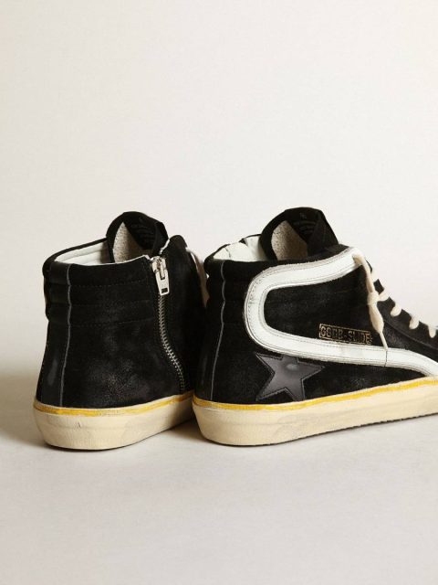 Men Golden Goose Slide Men's Slide Penstar In Black Suede With Black Star And White Flash - Image 5