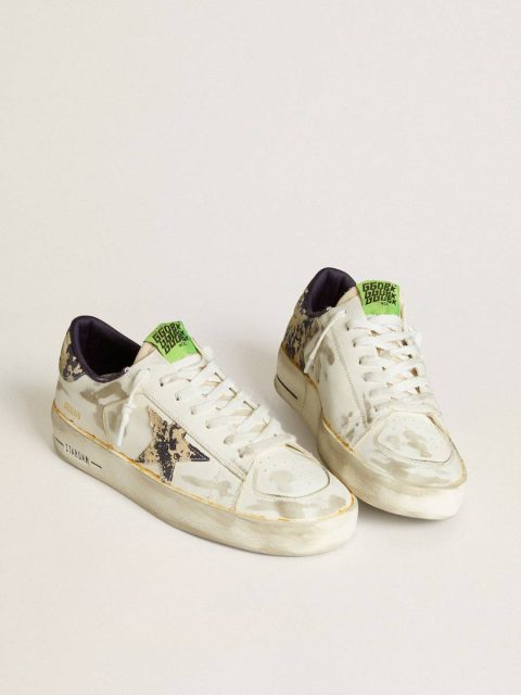 Men Golden Goose Stardan Men’s Stardan Lab In White Leather With A Camouflage Star And Heel Tab - Image 2
