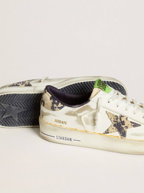 Men Golden Goose Stardan Men’s Stardan Lab In White Leather With A Camouflage Star And Heel Tab - Image 3