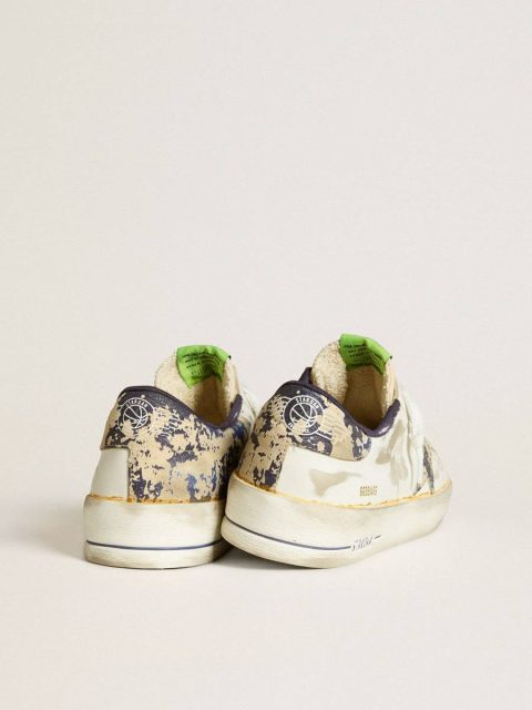 Men Golden Goose Stardan Men’s Stardan Lab In White Leather With A Camouflage Star And Heel Tab - Image 4