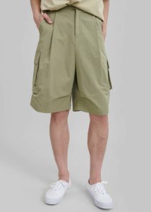 Men Green Edward Cargo Shorts - Olive The Frankie Shop Bottoms - Image 3